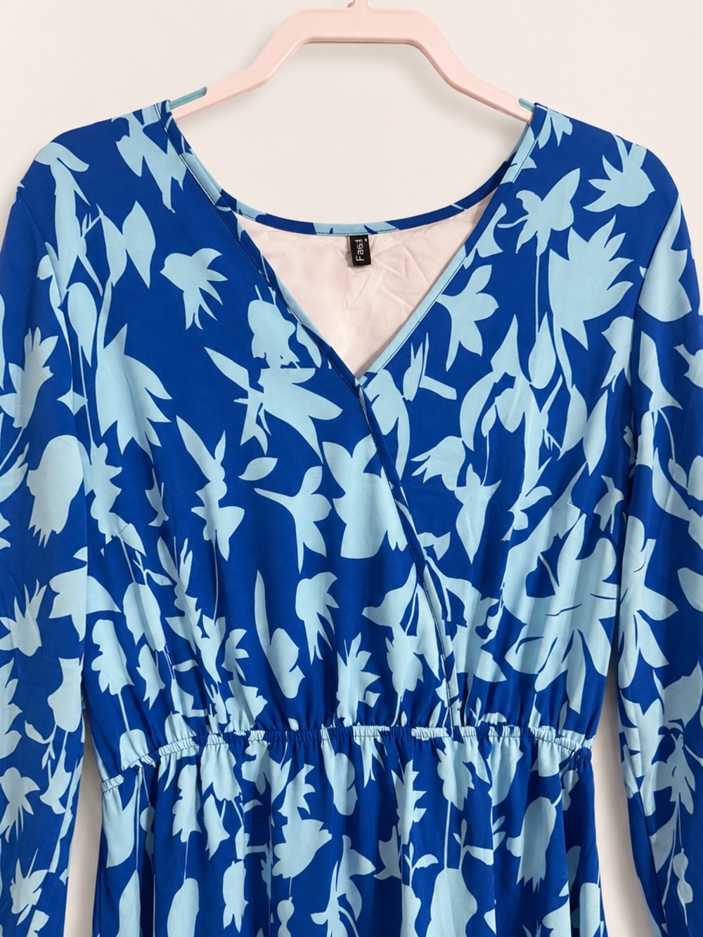 Fashion Blue Floral Tiered Midi Dress – Size Large - Picture 3 of 7